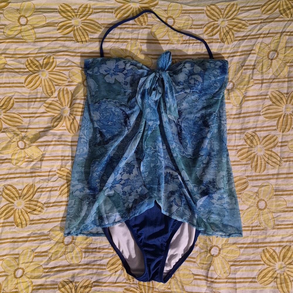 Lauren Ralph Lauren Blue Floral One Piece Swimsuit